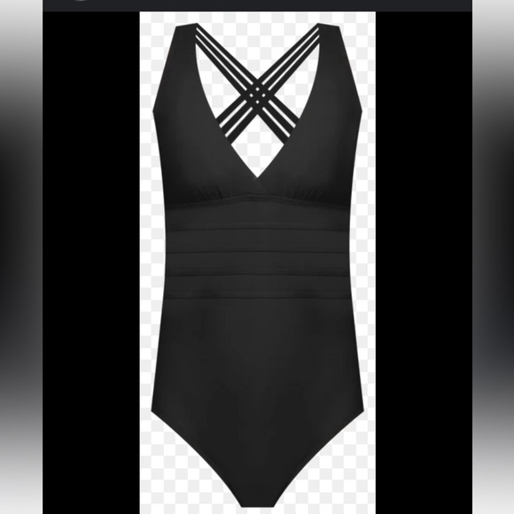 La Blanca Island Goddess Multi-Strap Cross-Back One Piece Swimsuit Size 10 NEW - Picture 2 of 12